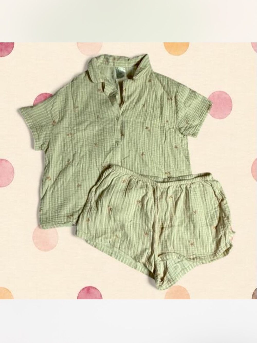 H&M Light Green Short-Sleeve Kids Pajama Set